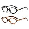 2pcs Women Oval Retro Glasses Y2K Leopard Small Frame GlasseVintage Female Girls Eyewear Decorative Eyeglasses