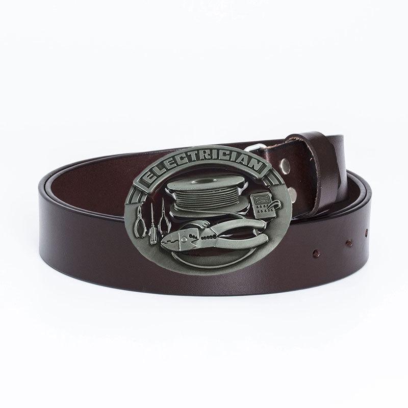 Men's Fashion Cowhide Leather Belt - Retro Buckle, European-American Style, Casual Jeans Accessory