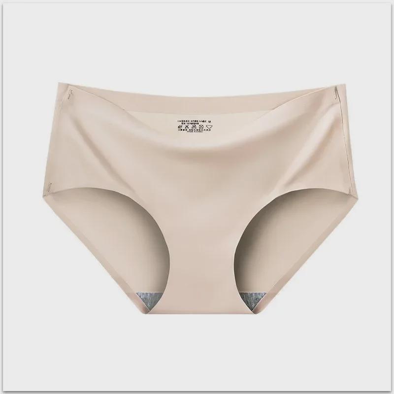 810 Damen Atmungsaktive Nahtlose Unterwäsche aus Eisseide mit Baumwollzwickel, Sexy Mid-Rise Triangle-Stil