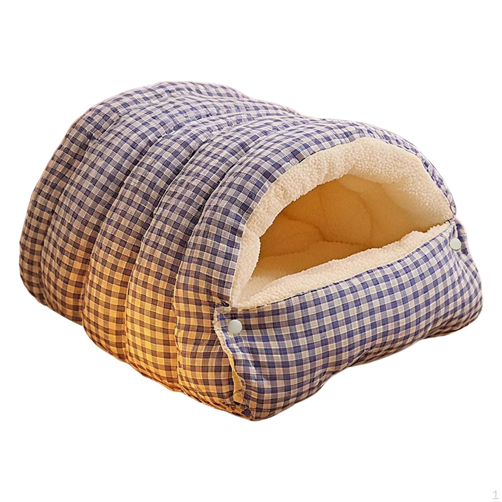 

Cat House Comfortable Gifts Multi Purpose PP Cottons,Soft Removable Cushion Warm Convenient Pet Bed Blue White M
