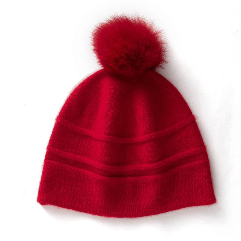 Soft Cashmere Autumn and Winter New Style Women's Fashion Casual Ear Protection Ball Ball Pile Hat Fashionable Knitted Hat
