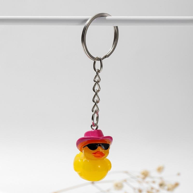 Cute Duck Keychain with Hat Handmade Yellow Duck Pendant Keychain/Earrings Eye Catching Pendant for Women and Kids
