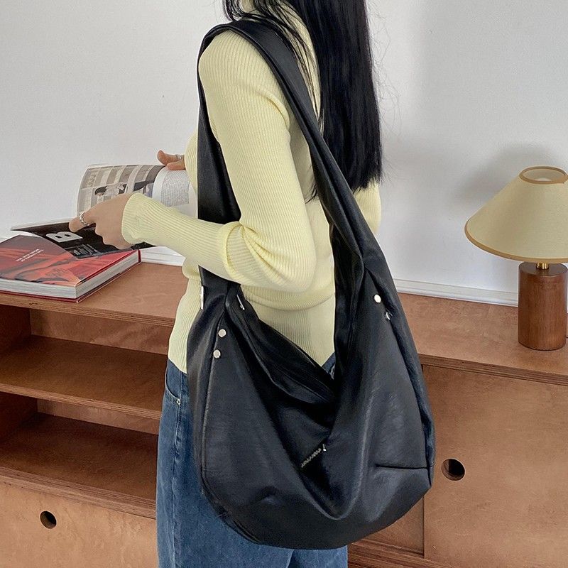 

Дерево и Камень Стильная Нишевая Сумка-пельмень на плечо Серебристая Black(Not upgraded old no computer compartment)