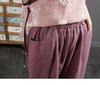 Women's Cotton & Linen Retro Harem Pants with Lace Trim - Large Size, Nine-Point Casual Style