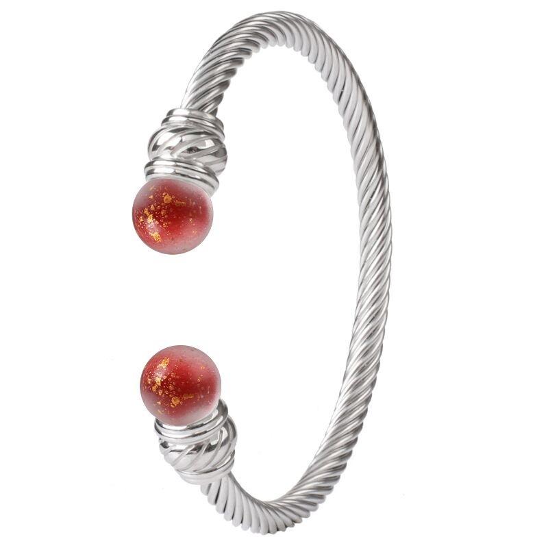 Hot Titanium Steel Cable Cuff Bracelet Zircon Fashion Bangle Jewelry Fine Wristband Accessories Hand Ornament