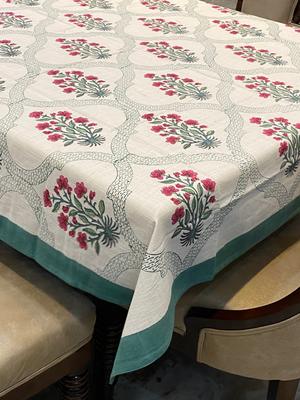 Blok Baskı Masa Örtüsü 4 Kişilik (60*60 inç)