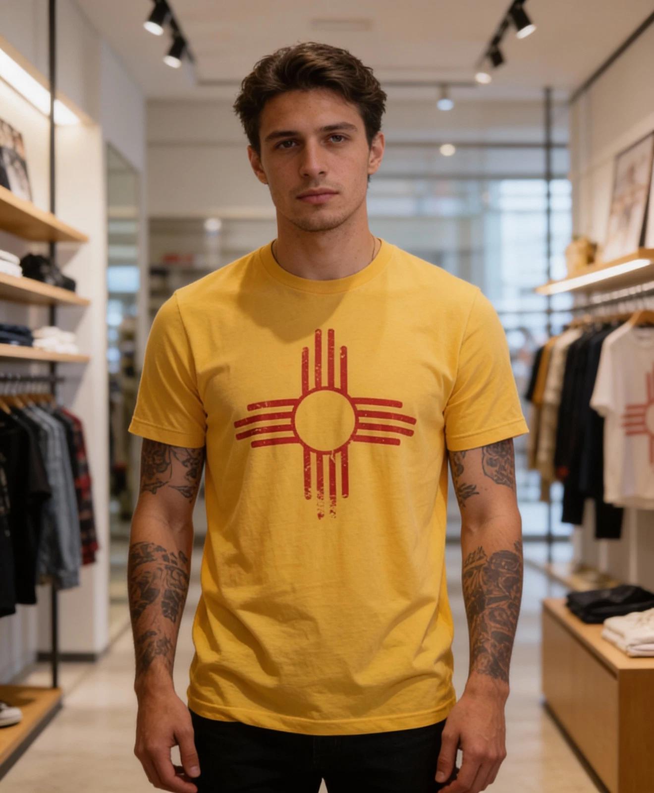 Vintage New Mexico Flag Zia Sun New Mexican State Pride Men or Women T-Shirt XL