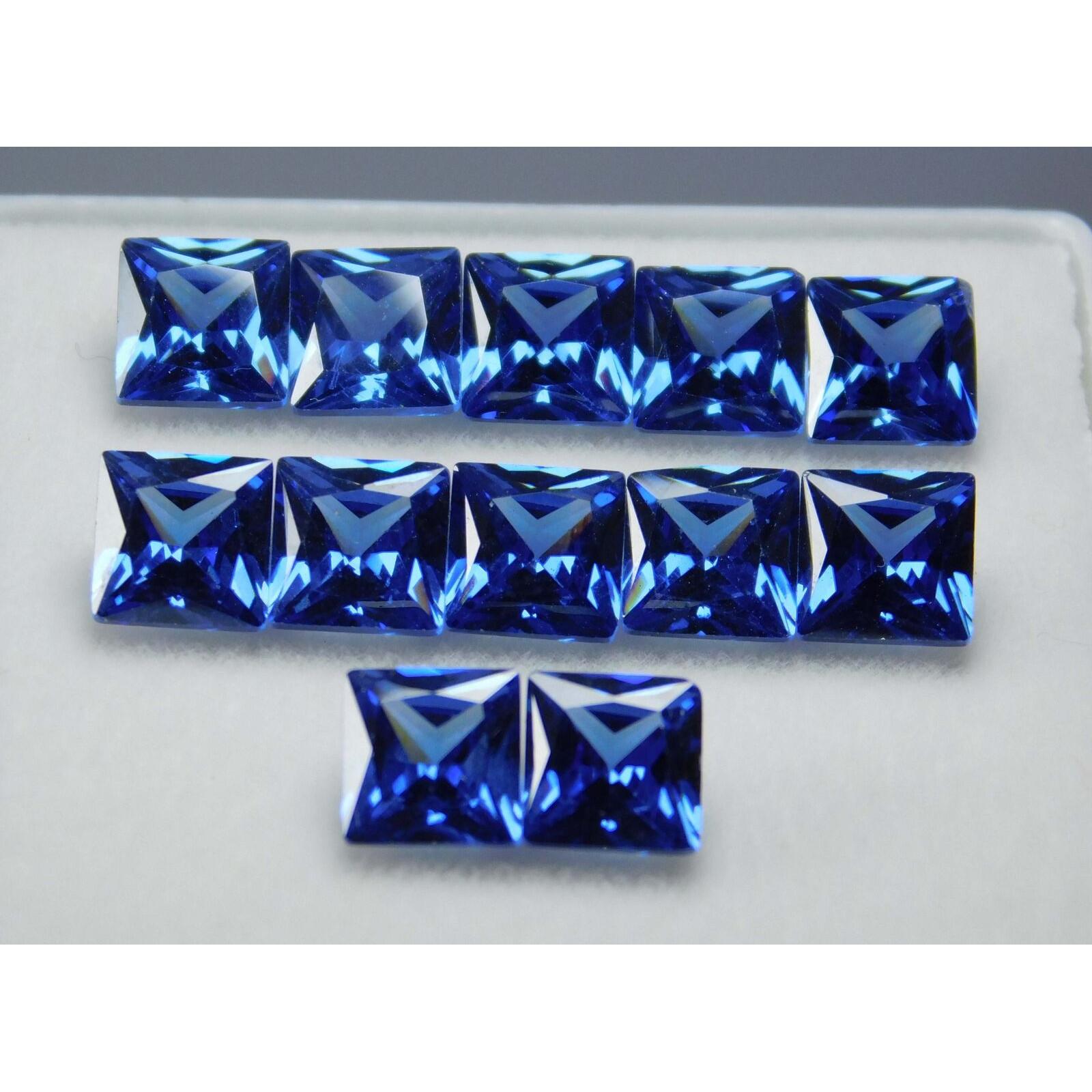 

NATURAL 12 PCS 5x5 MM Blue Sapphire Square Cut CERTIFIED Loose Gemstone Az-4386 5 mm each approx синій