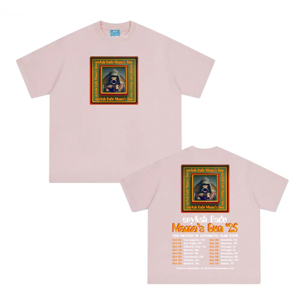 Erykah Badu TOUR 2025 Topy 100% Bavlna Kulatý Výstřih Měkké Tričko na Léto Tričko s Kulatým Výstřihem Dámské Pánské Oblečení Topy