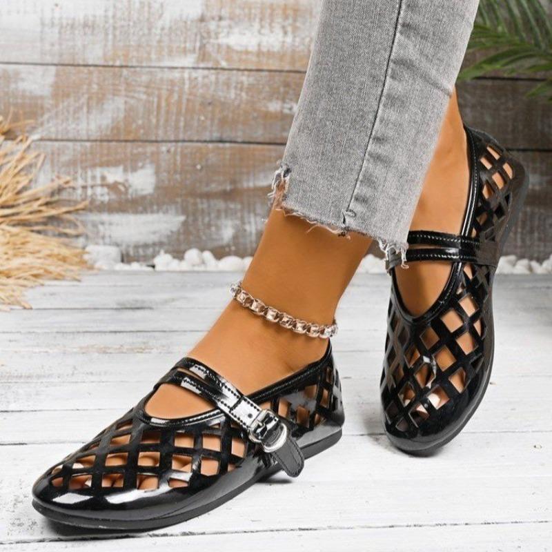 Fashion 2025 New Casual Fashionable Women's Summer Hollow Ladies Shoes Closed Toe Sandals Soft and Comfortable Ballet Flat Shoes