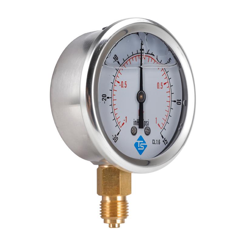 Compound Pressure Vacuum Gauge Glycerine Filled 68mm -1-1bar-30-15inhg/psi 1/4 BSP Bottom