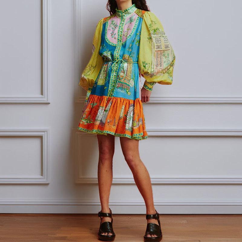 

Женский этнический повседневный кардиган-платье на весну 2025 3XL цветочные печати