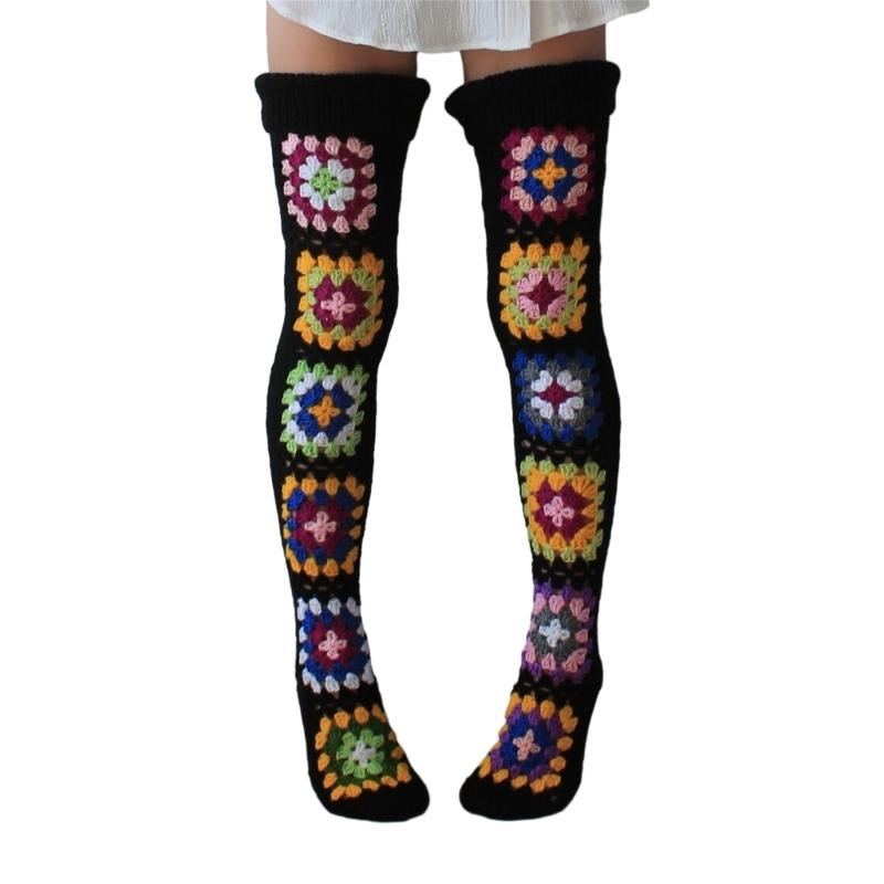 Damen Häkel-Oberschenkelhohe Stiefelsocken Vintage Extra Lange Beinwärmer Winter Überknie Hohe Strümpfe