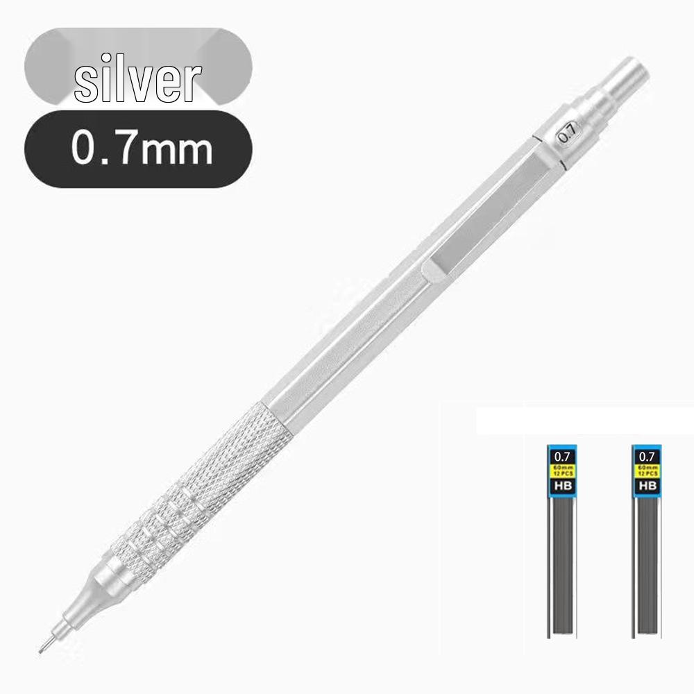 Professional Metal Mechanical Pencil, 0.5/0.7mm, Low Center Gravity, Weighted Feel, Continuous Lead Feed for Drawing & Painting.