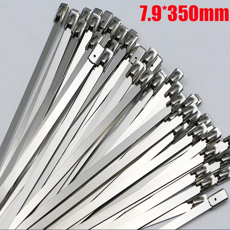 50/10pcs 7.9mm Stainless Steel Cable Tie Ring Reusable Self-sealing Fastening Tie Ring Metal Zip-Exhaust Locking Cable Organizer