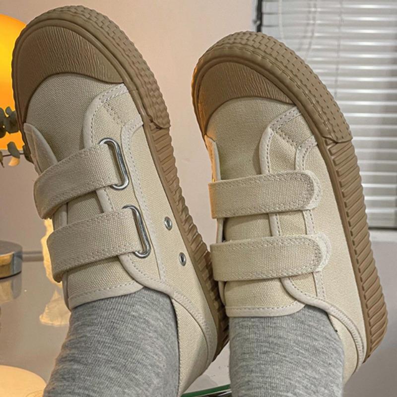 Macaron Kjeks Canvas Sko Lettvekt Latesko Borrelås Damesko Allsidige Hvite Sko