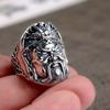 Adjustable Open Ring Men Women Plated Guan Yu Warrior Design Vintage Style Statement Jewelry Gift