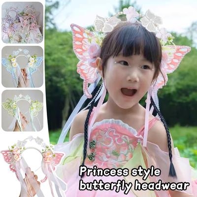 Serre-tête Fleur Papillon Perle - Couronne Artificielle Fait Main Bricolage Bijoux de Cheveux pour Filles, Accessoires de Fête et de Mariage