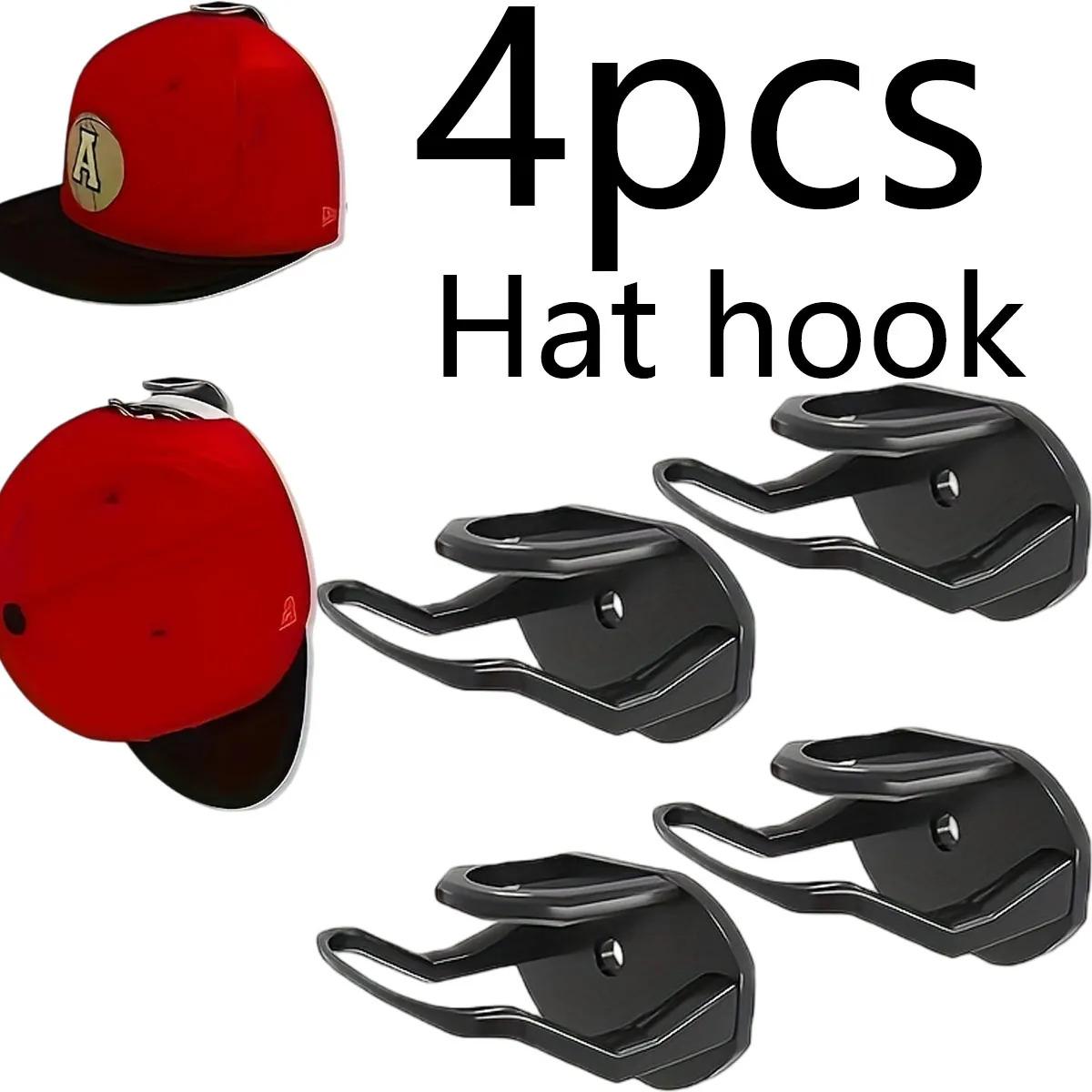 

4Pcs Adhesive Hat Hooks, Over-The-Door Hat Rack, Baseball Cap Rack, Hanging Storage Rack, Wall-Mounted Hat Hook, Multi-Purpose Hook 4Pcs чорний