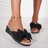 Fashion The new summer fashion large-sized slope heel thick-soled bow one-line casual beach flip-flops for 2025