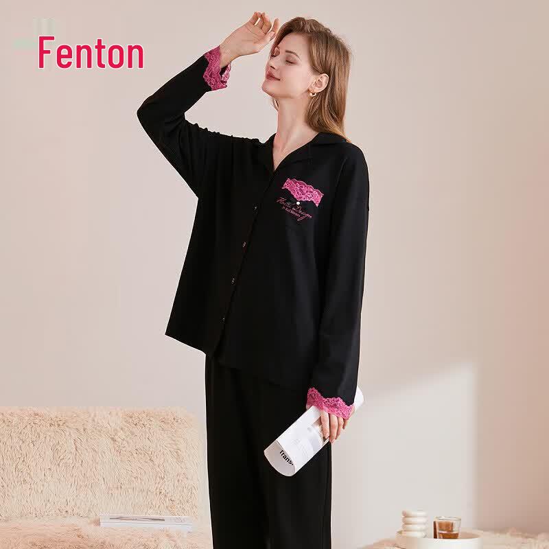 Fenteng Women s Pure Cotton Lace Pajama Set M