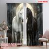 2pcs,2D Plane Printing Contemporary Curtains Moonlight Stallions 100% Polyester (without Rod) Festive Ldeal for Bedroom Office