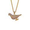 European and American Pigeon Men Pendant Jewelry with Micro Inlaid Zircon Dual Color Trendy Animal Necklace