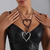 Exaggerated Large Love Oval Leather Rope Necklace Niche Sweater Chain Necklace