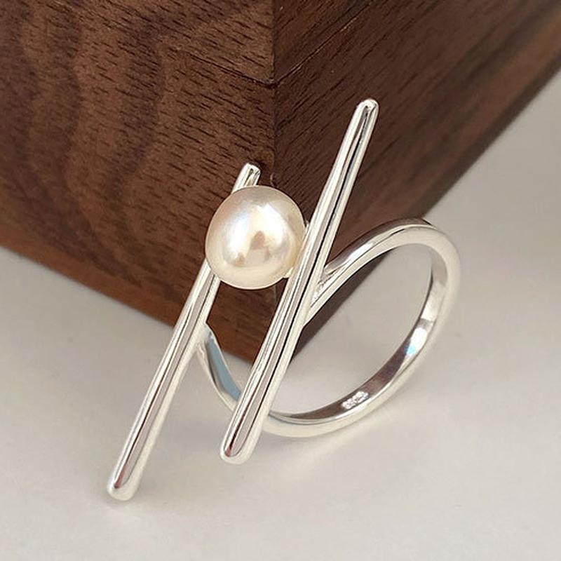 

Кольцо с палочками для еды, жемчужное открытое кольцо, креативное легкое роскошное женское кольцо на палец