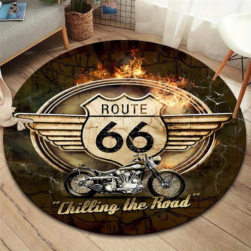 

ROUTE66 Round Area Rug,Carpet Rug for Living Room Bedroom Sofa Playroom Decor,Non-slip Floor Mat 80cmx80cm