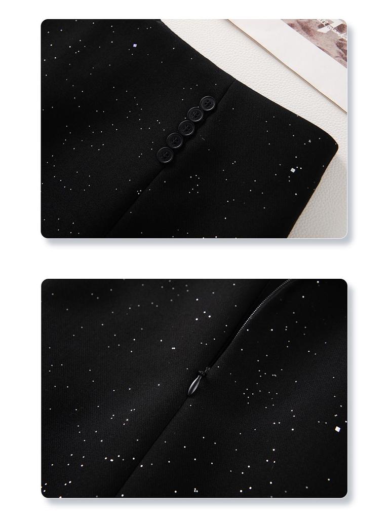 Women's 2024 Gray Sequin High-Waist A-Line Skirt - Slimming Spring & Autumn Hip-Wrap Skirt