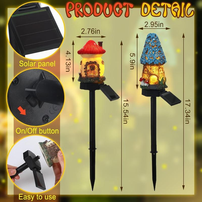 New Solar Resin Flower House Lights, Courtyard Decoration Lights, Lawn Lights, LED Lights, Outdoor Waterproof Landscape Lights