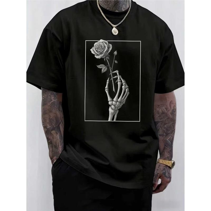 

Европейские размеры Мужская футболка с принтом - Черная, с коротким рукавом, с круглым вырезом, Повседневный топ, Можно стирать в машине, Подходит для лета S чёрный