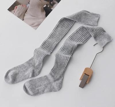 Women Long Socks Cashmere Women Boot Solid Wool Thigh Stocking Skinny Casual Cotton Over Knee-High Fluffy Female Long Knee Sock