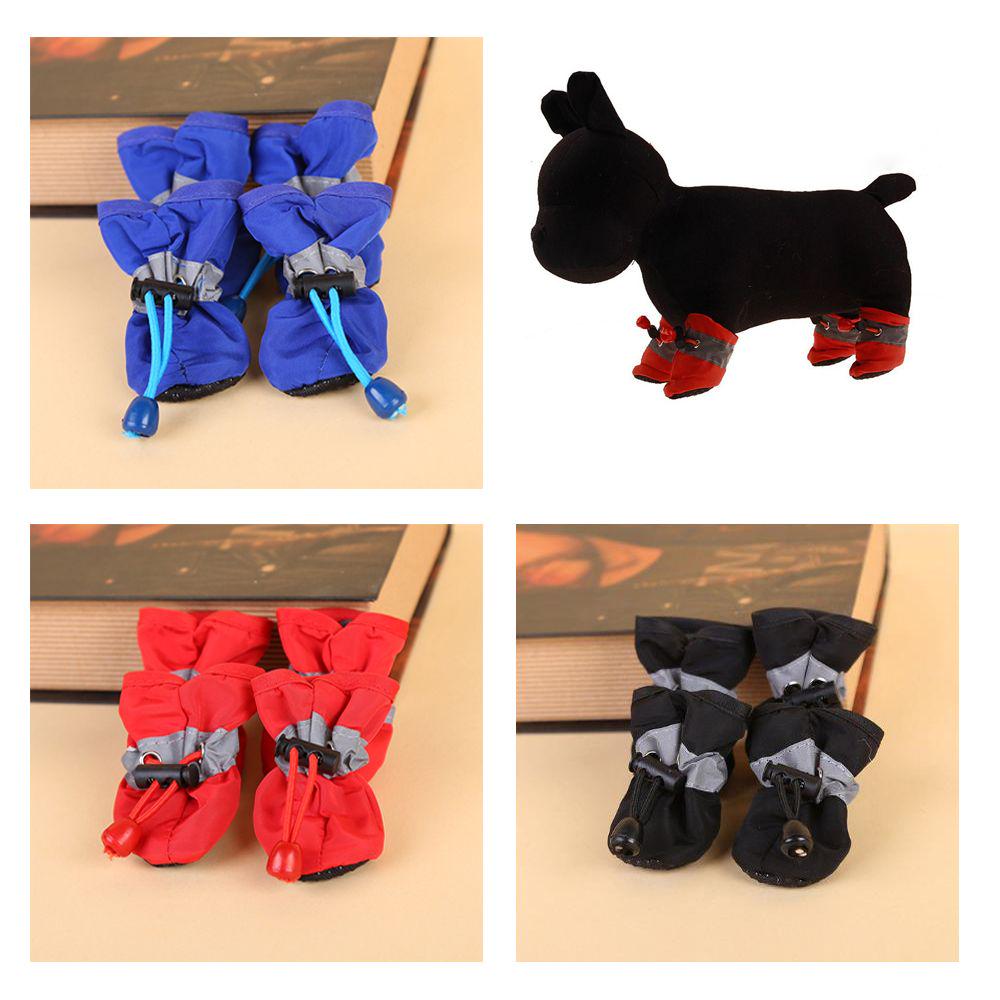 4pcs New Protective Fashion Dog Shoes Puppy Warm Boots Waterproof Anti-slip Footwear