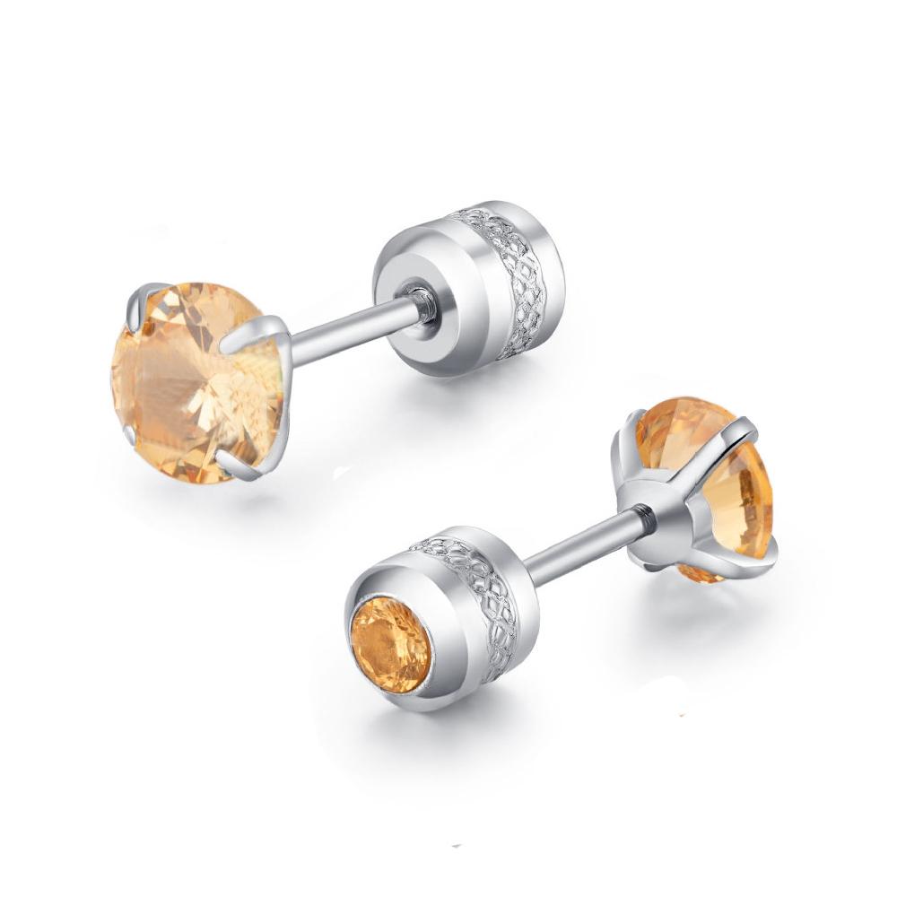 1 Piece Medical Stainless Steel Crystal Zircon Ear Studs Earrings Tragus Cartilage Hypoallergenic Screws Piercing Zircon