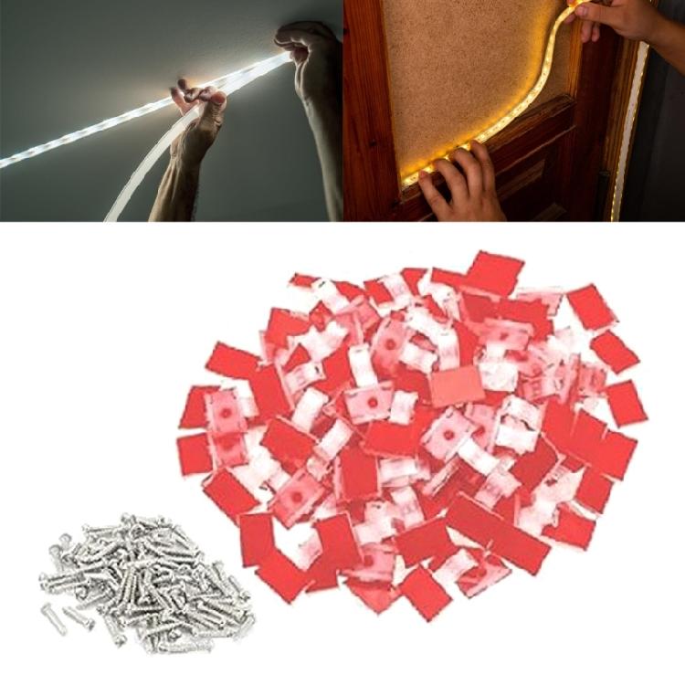 100Pcs LED Strips Light Holder Self-adhesive Wire Bundle Holder Mount Clip LED Strips Light Mounting Brackets Enduring