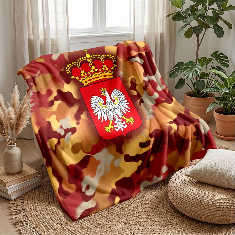 Poland Football Printed Flannel Blanket Skin Friendly Warm Decorative Throw for Indoor Couch Bed Daily Use