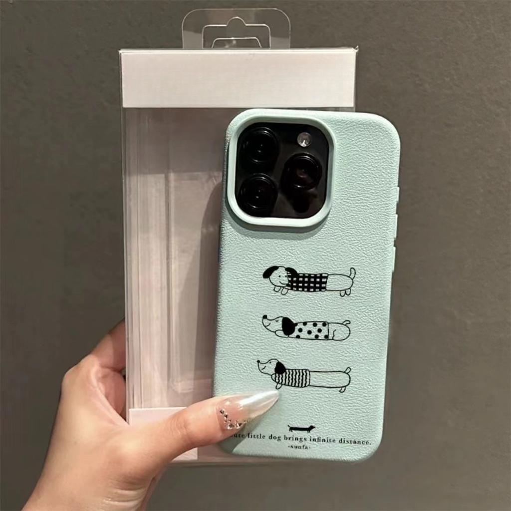 Sweater Dachshund Dog for 16-leather Pattern Mobile Phone Case 14 15plus 13pro 11 12promax