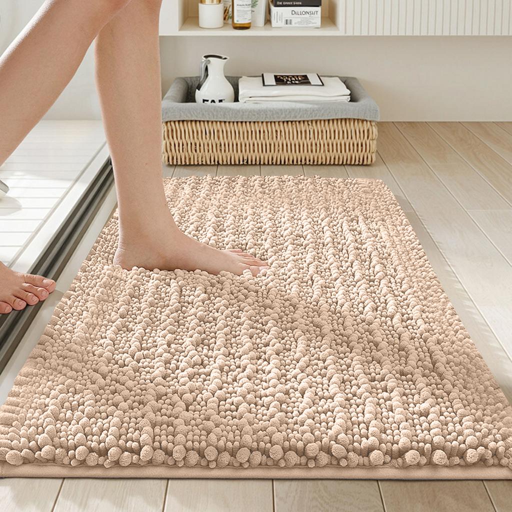 Chenille Bathroom Rug, Extra Soft, Thick, Absorbent, Long-pile, Non-, Machine Washable And Dryable, Suitable For Bathrooms.