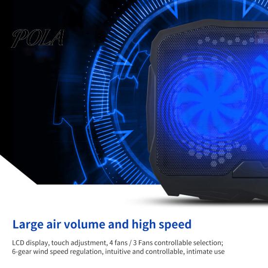 Cooling Pad Laptop with USB Ports 6 Wind Speeds Metal Mesh Fast Heat Dissipation Universal Adjustable Height Notebook Stand Central Fan Cooler