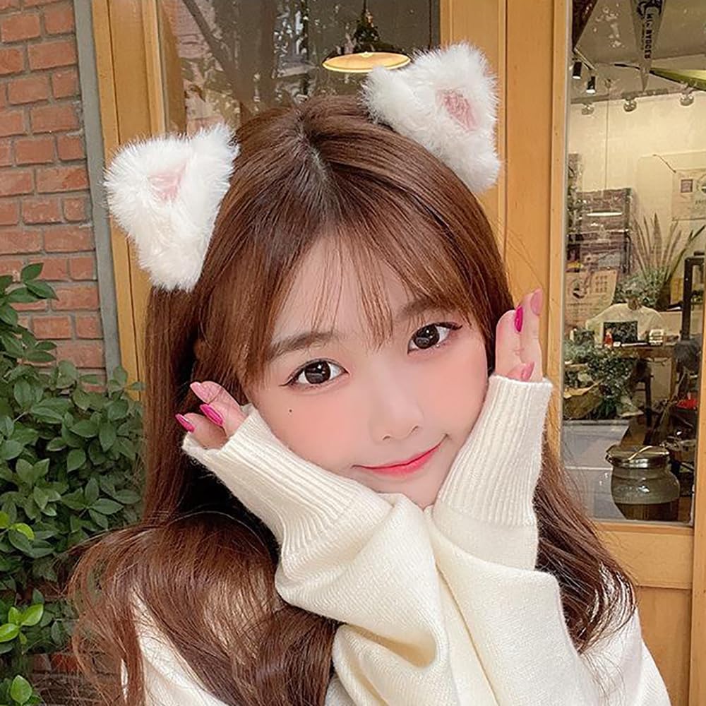 GUFER Katzenohren Haarspangen, Lolita Kopfschmuck, Niedliche Tierohren, Cosplay Haarspangen, Flauschige Katzenohr Haarornamente, Kinder Haarspangen, Kostümzubehör,