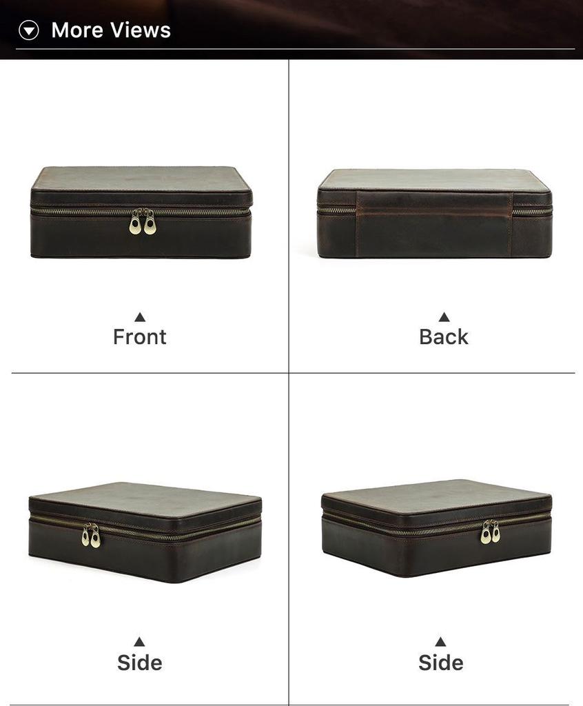 Retro Crazy Horse Cowhide Leather Watch Box - 10-Slot Handcrafted Storage for Wristwatches