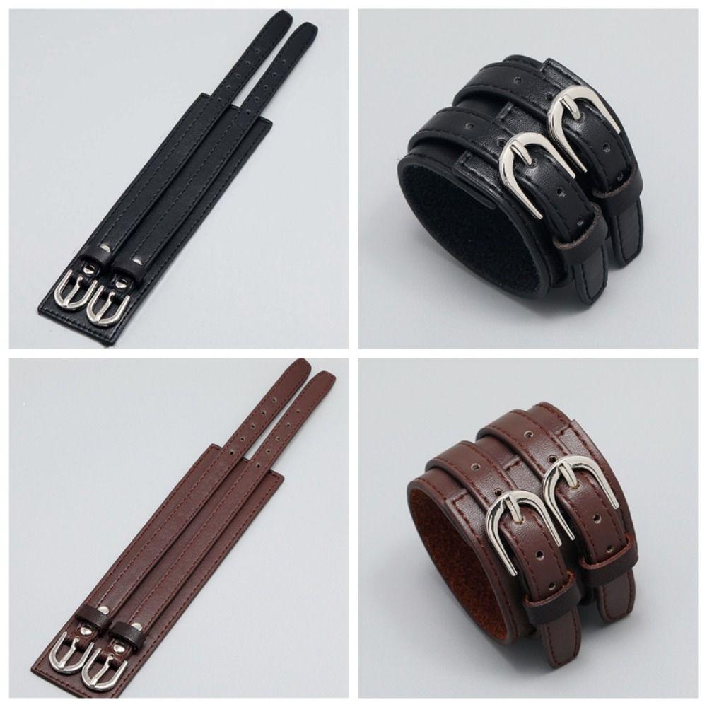 Armreif Doppelte Reihe Gürteldesign Armreif Handgelenkschmuck Euro-Amerikanischer Stil Doppelriemen Lederarmband Einfarbig Geometrisch