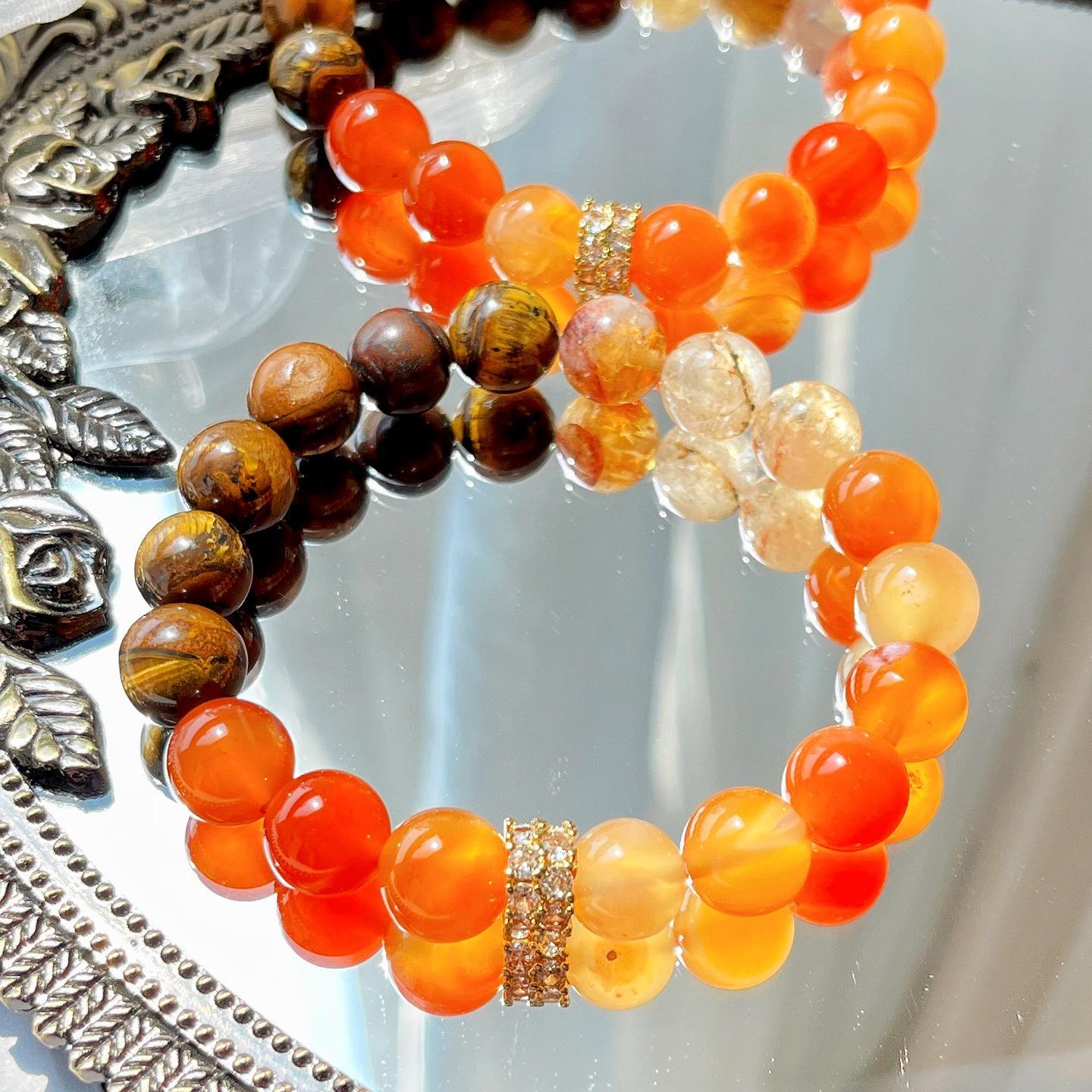 Natural Tiger S Eye Honey Milk Cover Citrine Chalcedony Bracelet Bracelet