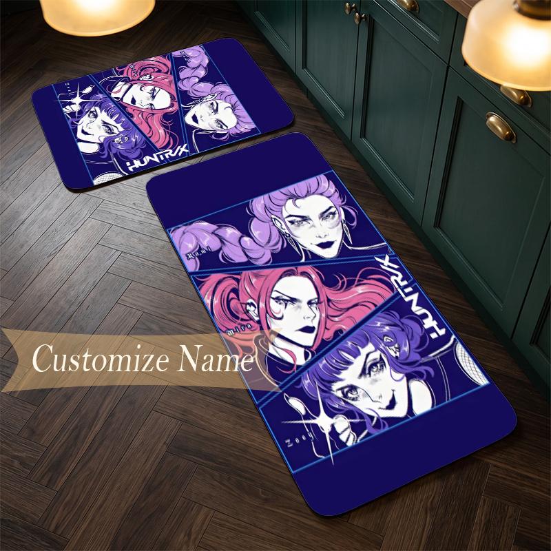 HUNTRIX (72) Customize Name Flannel Kitchen Mat Soft Non-Slip Kitchen Floor Runner Rug for Home Kitchen Decor
