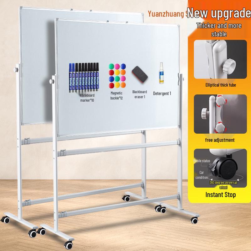 Double-Sided Magnetic Whiteboard & Chalkboard with Mobile Stand for Home, Teaching, and Office Use