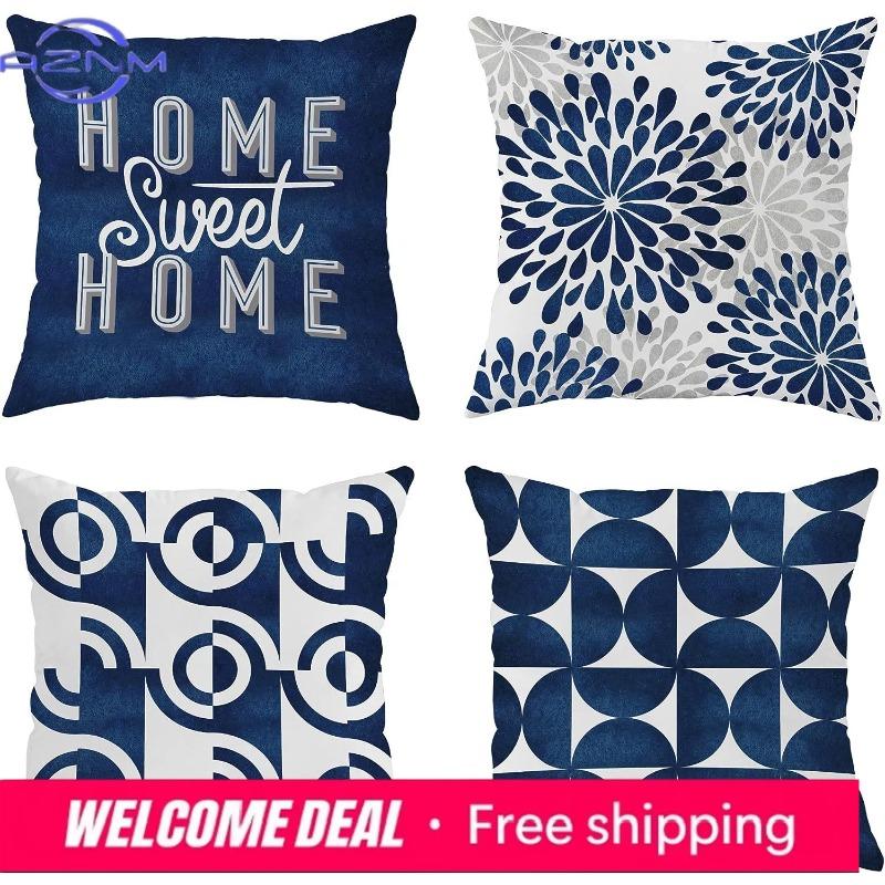 Navy Blue Throw Pillowcase Sofa Outdoor Decoration Pillow Cover Short Plush Pillowcase X Pillow Case Autumn Pillowcase