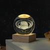 3D Solar System Crystal Ball Night Light with Wooden Base - Luminous Desktop Home Decor & Birthday Gift