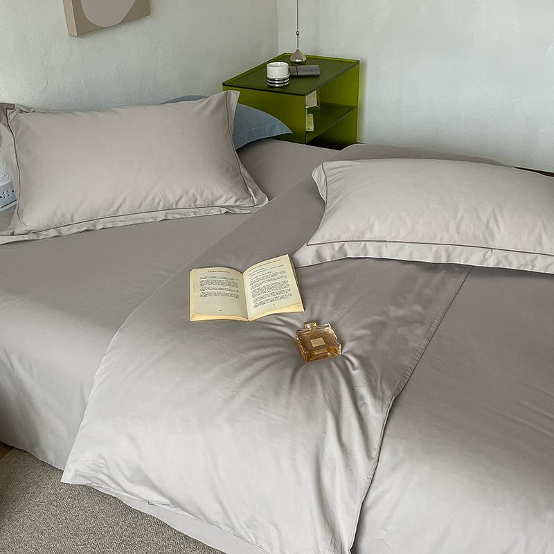 Solid Simple 100% Long-staple Cotton Bedding Set New Soft Skin-friendly Queen Duvet Cover Set with Sheet Quilt Cover Pillowcases